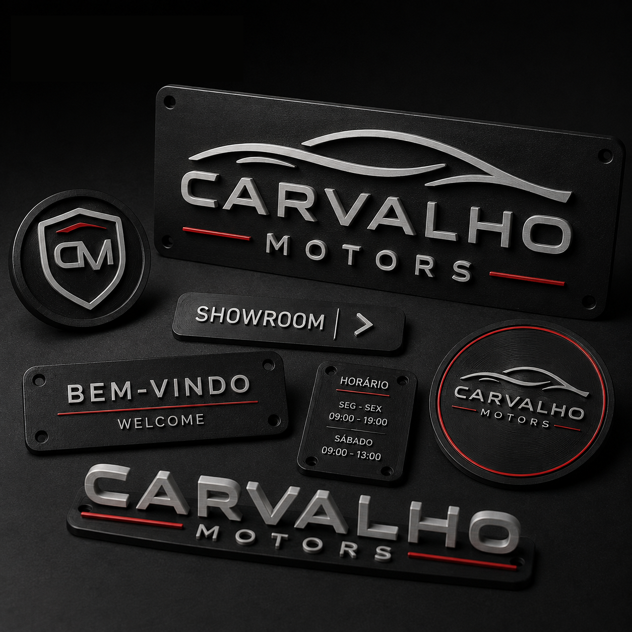 Conjunto de emblemas para showroom